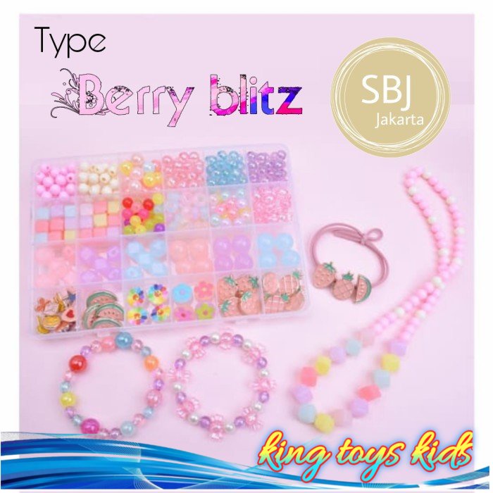 TERBARU / Mainan edukatif anak meronce merangkai manik beads type ribbon - Berry blitz