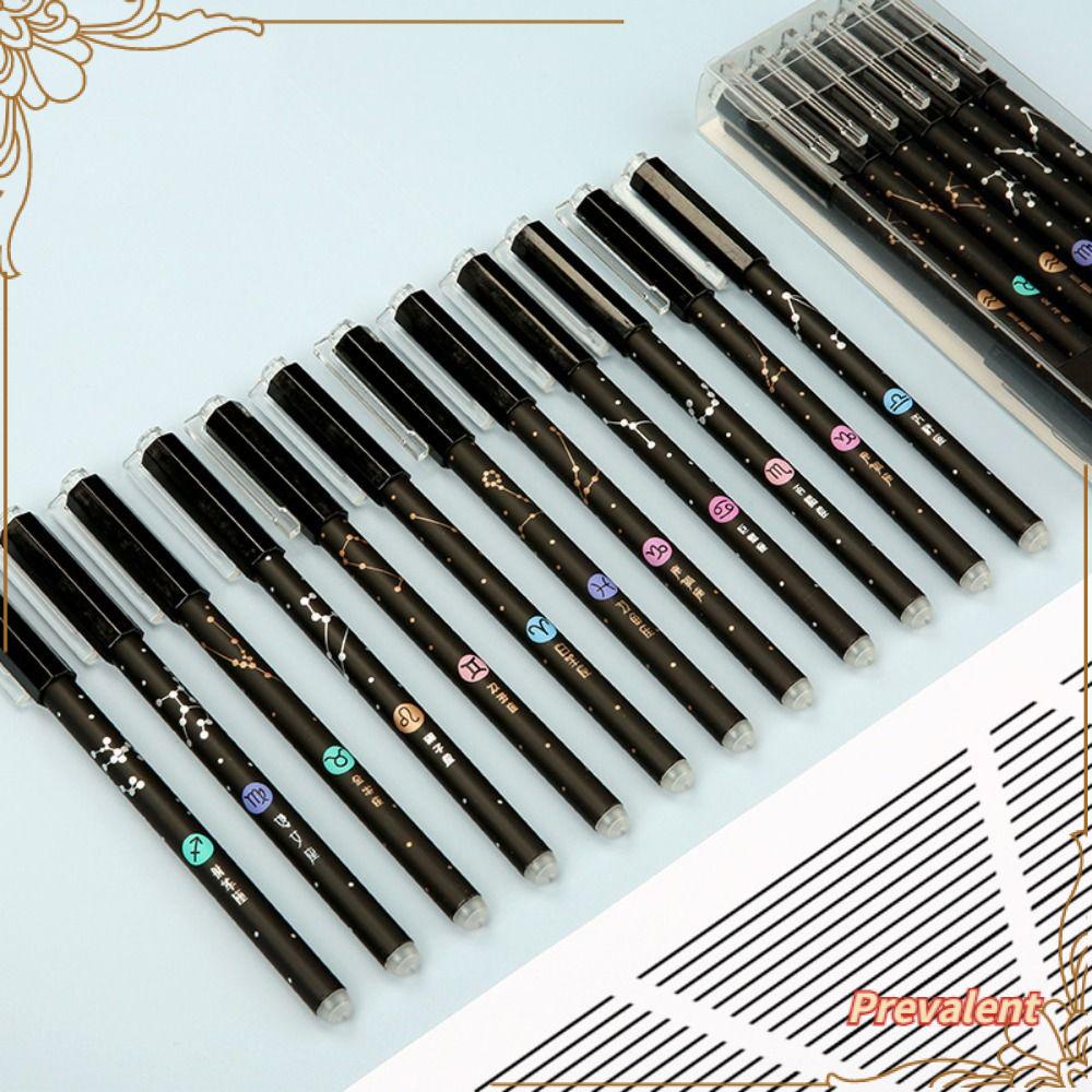 Preva 12PCS/Set Gel Pen Hadiah Siswa Tinta Hitam/Biru 0.5mm Pena Dihapus