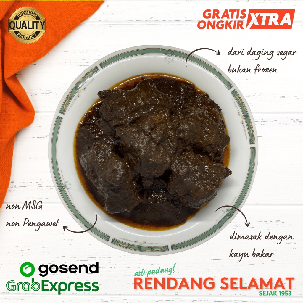 

Rendang Daging Sapi Selamat Asli Padang Makanan Lauk Instan Pedas Siap Saji