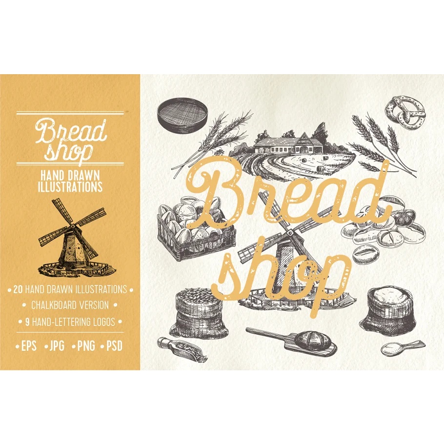 Hand Drawn Bread Shop Illustrations