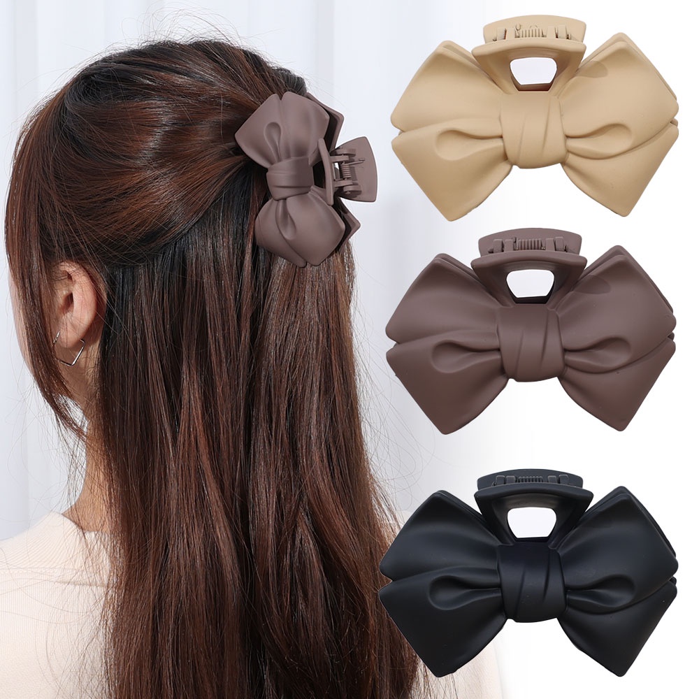 Hair Claw Back Head Shark Jepit Rambut Gadis Korea INS Style Acrylic Bow Hair Clip Headwear Aksesoris Rambut Hair Pin Vintage Besar Elegan Ladies Wanita