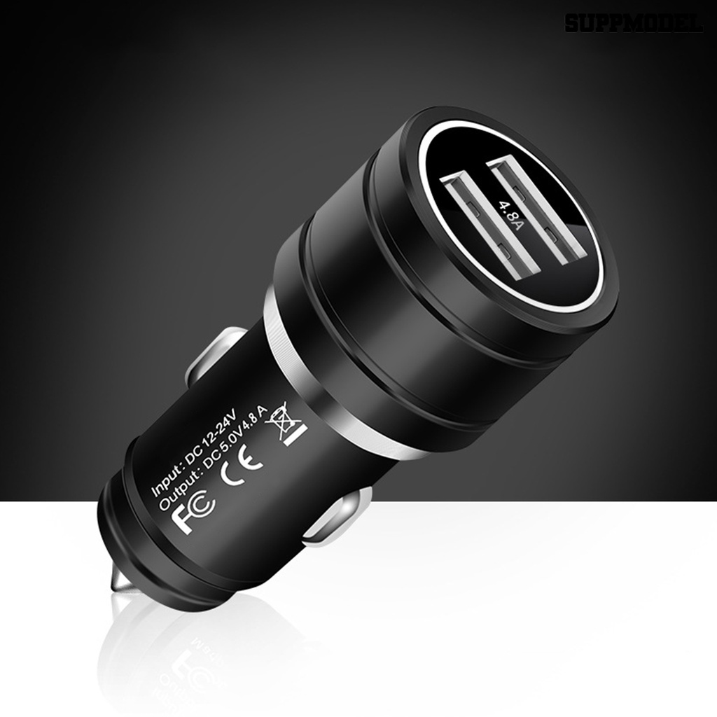 [Auto] Charger Mobil Dual USB Charging Fast Charge Aluminium Alloy 4.8A Charger Handphone Kendaraan Untuk Travel