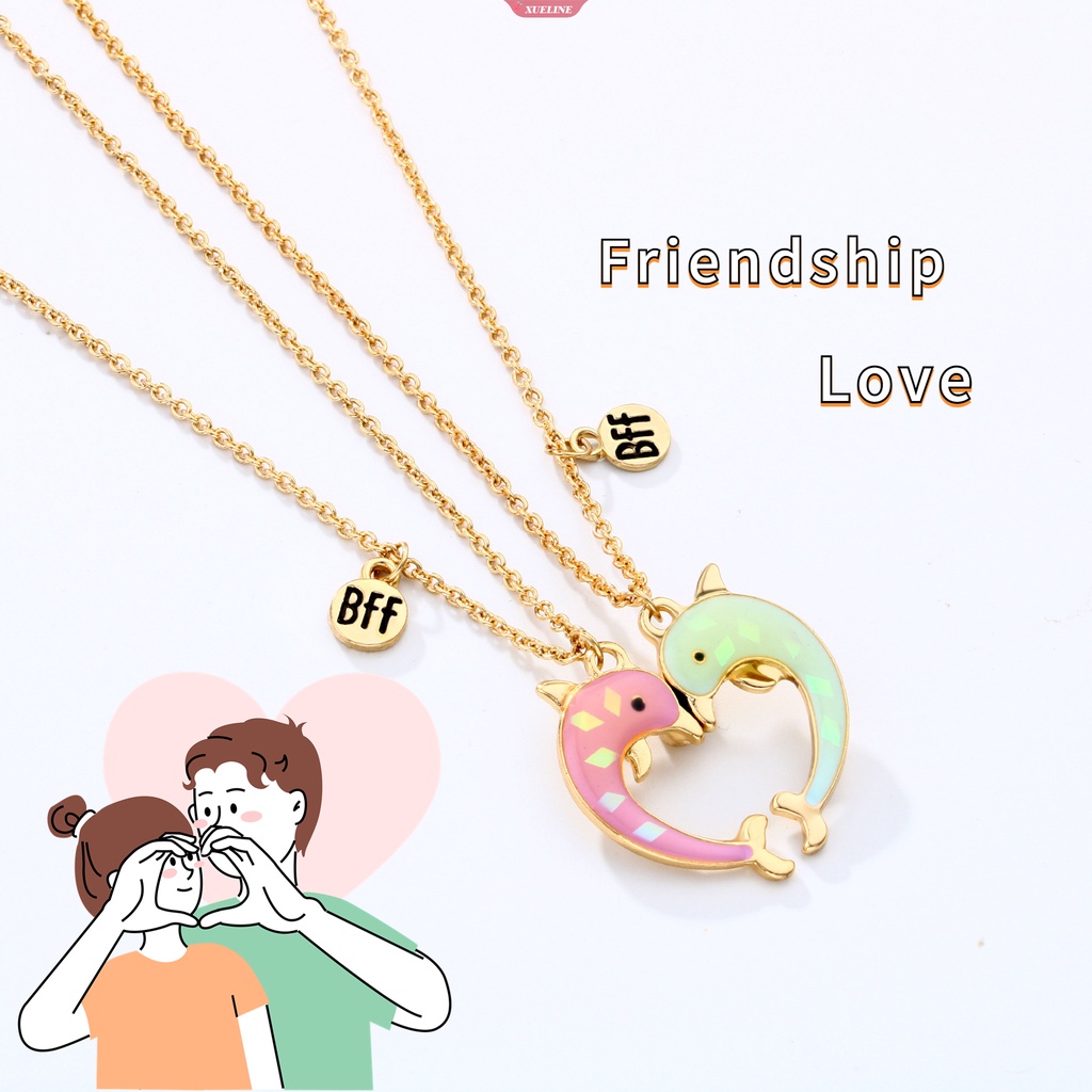 Fashion Baru dolphin alloy drip Minyak Kalung Kartun Anak Kalung set BFF Teman Baik bestie Kalung Penjualan Panas [ZXL]