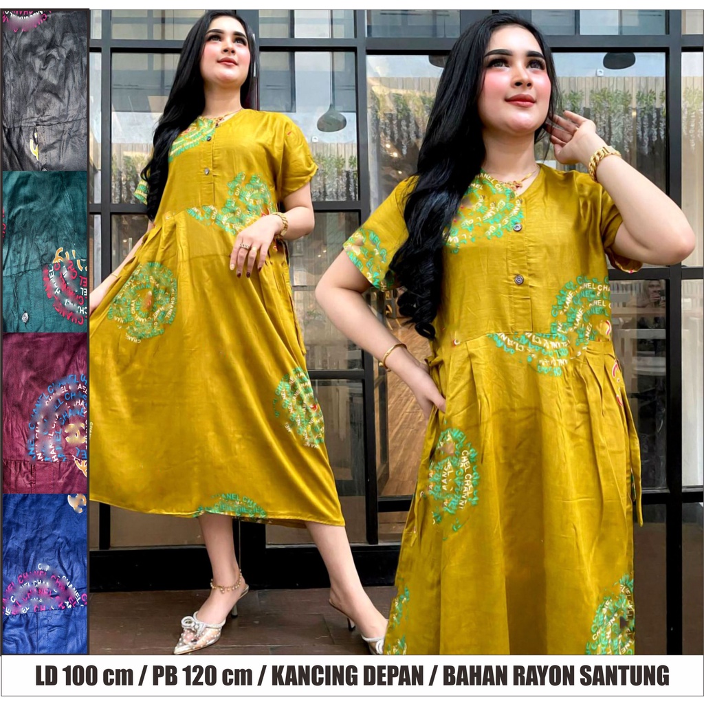 BATIK WANITA KEKINIAN DASTER BUSUI LENGAN PENDEK RAYON CENTINI SIMANIS ( HITPUT MONOCROM OSHIN DORRY SAKURA POLKA ) BUMIL KANCING DEPAN MURAH ADEM