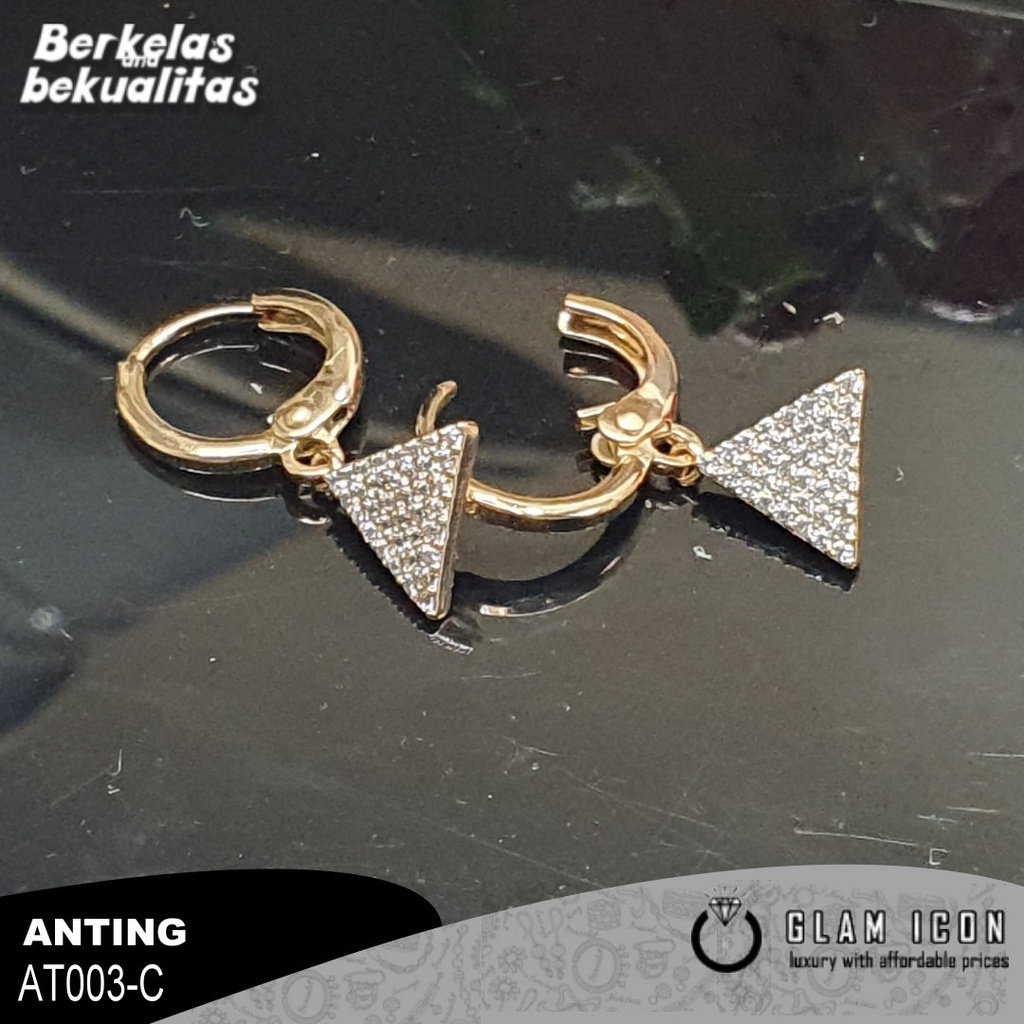 Anting Klip Bandul Motif  Segitiga mata full AT003C ATG