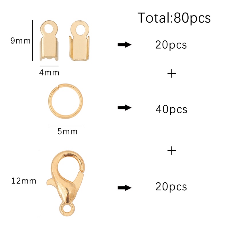 20pc lobster clasp jump ring clip tip Lipat crimping Konektor Gelang Kalung Rantai DIY Membuat Perhiasan kit Aksesoris