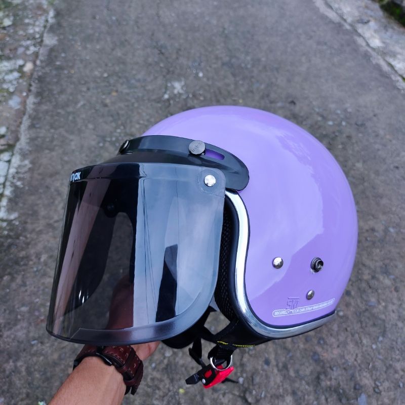 HELM BOGO DEWASA MODEL RETRO KACA DATAR