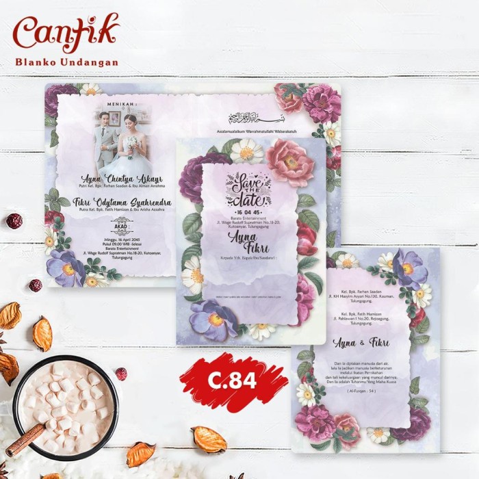 Blangko Undangan Kosong Pernikahan CANTIK 84 Free Setting