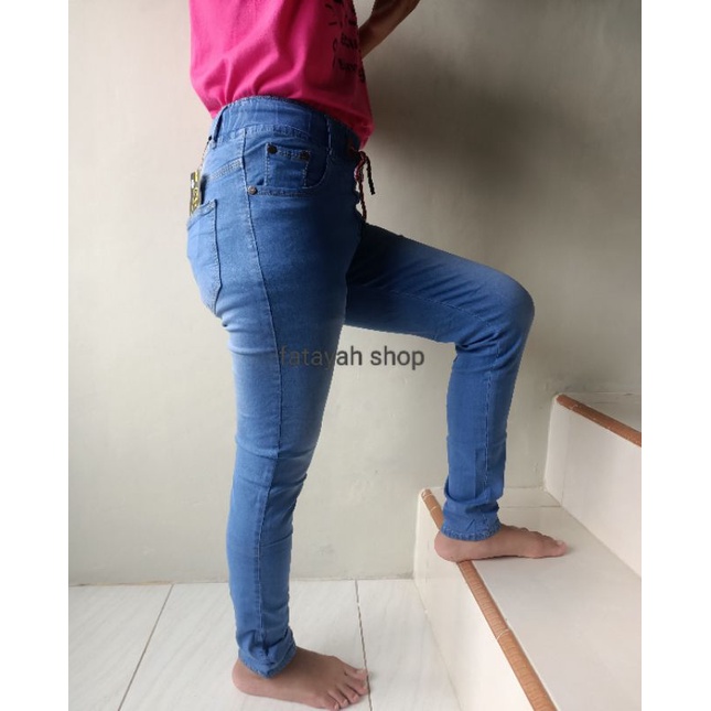 Celana Jeans Wanita  ABG Skinny Strecth pinggang Karet