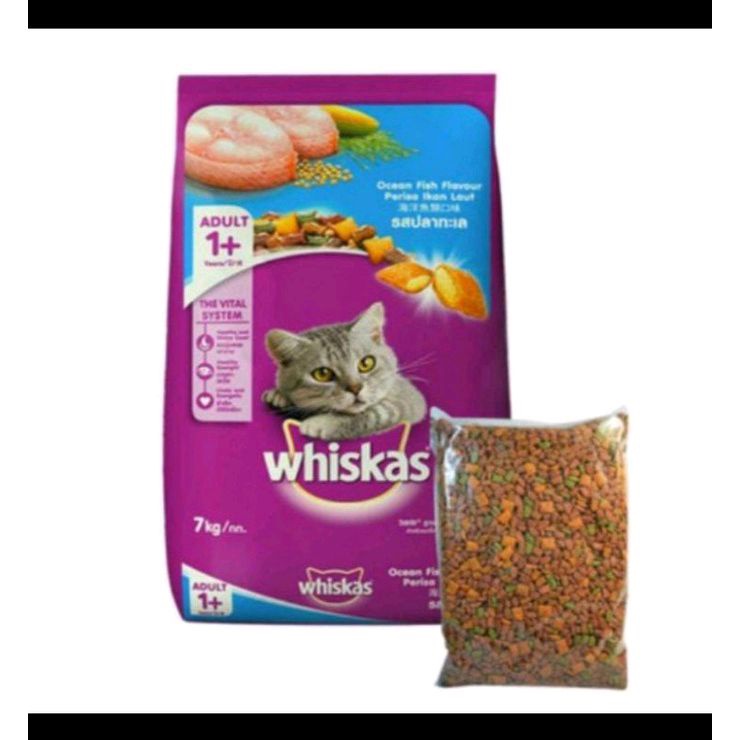 Whiskas adult ocean fish repack 1kg | makanan kucing dewasa whiskas curah dryfood