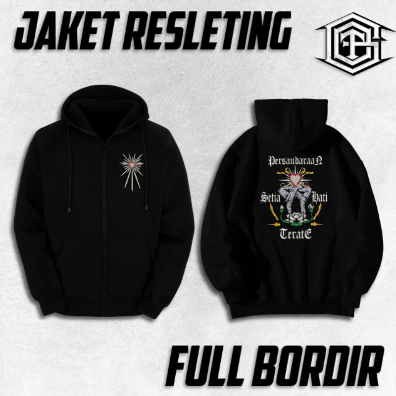 JAKET BORDIR PSHT HOODIE BORDIR PSHT JAKET SLETING HITAM JAKET MOTIF PSHT