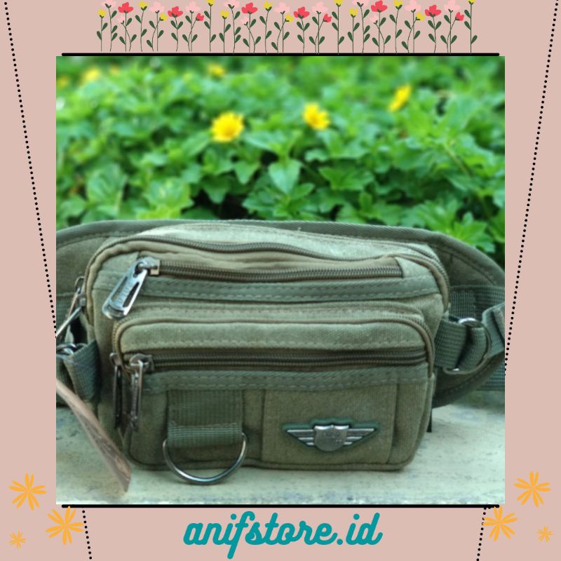 Tas pinggang pria waistbag pria polo Hummer kanvas original