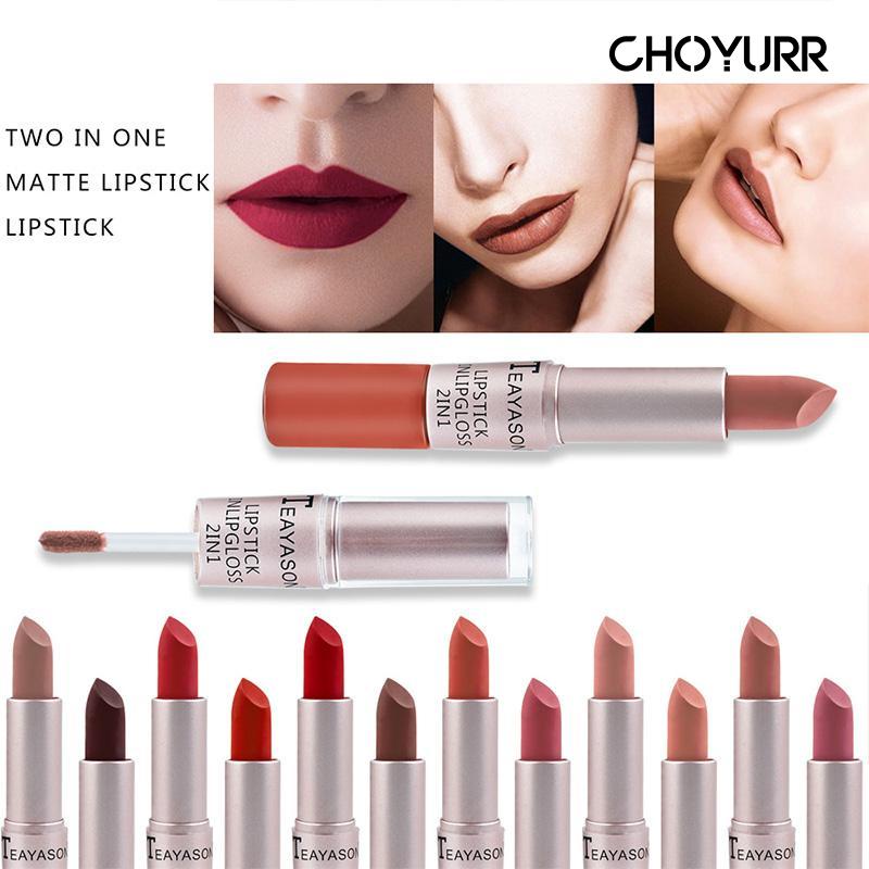 【COD】Lipstick 2in1 Waterproof  Tahan Lama Matte Lipstick Lipgloss Soft Mist -CH