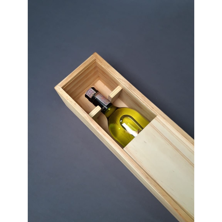 Wooden Wine Box Kayu Kotak Kayu Jati Belanda Botol Wine Tutup Kayu- Box Wine JL Tutup Kayu (B)