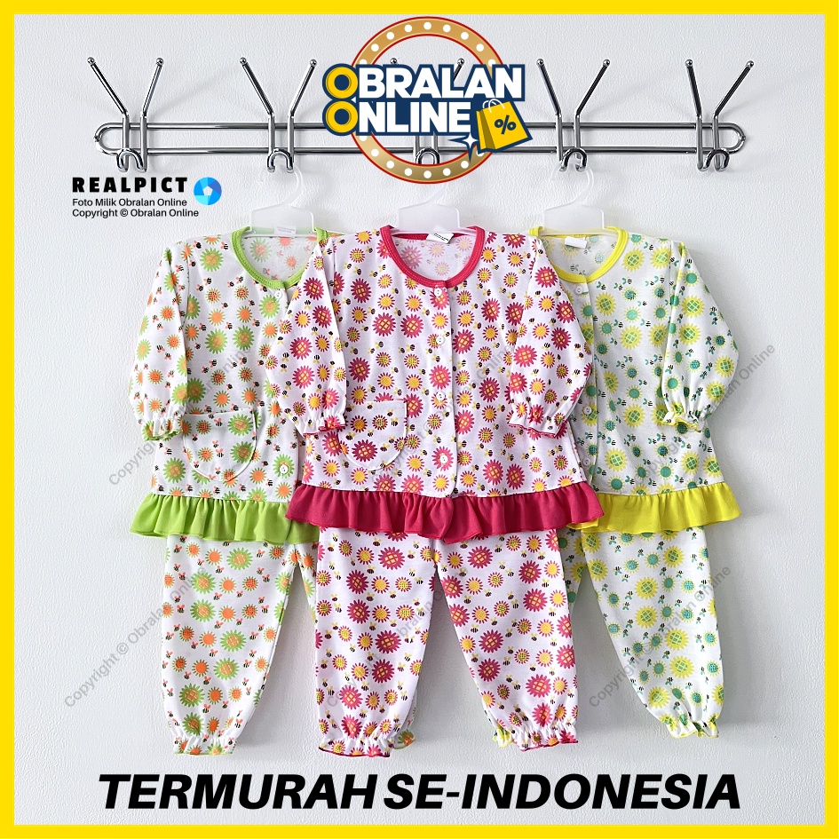 [SPY-RF76] OBRALAN ONLINE, Setelan Baju Bayi 3 - 12 Bulan, RED FOREST Matahari Saku DP, Kancing Depa