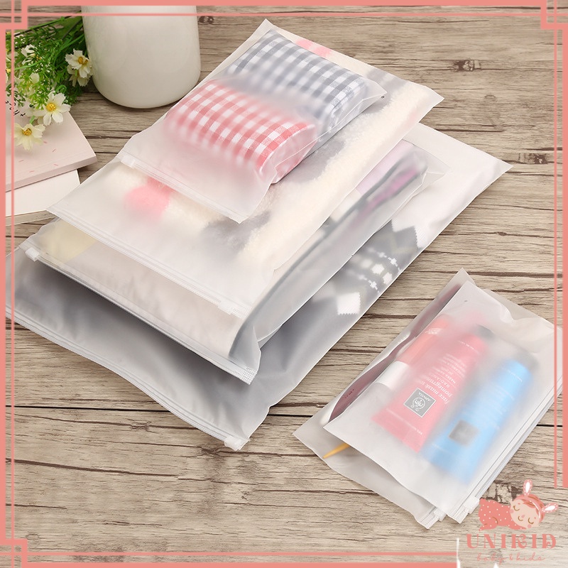 UNIKID TAS ZIPPER BAG TRAVEL LANDSCAPE TRANSPARAN DOFF ORGANIZER POUCH PLASTIK STORAGE PENYIMPANAN ZIPLOCK MURAH