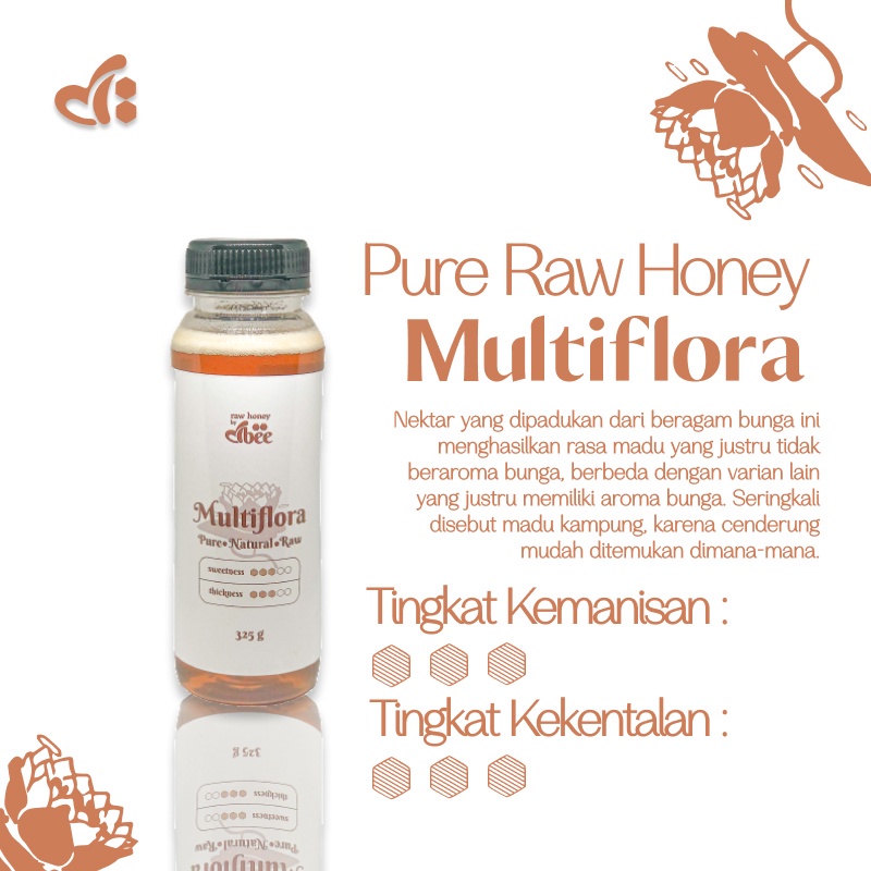 

Raw Honey by dBee - Nektar MULTIFLORA 325gr (250 ml) - Madu Mentah Murni Asli - 100% Raw Murni