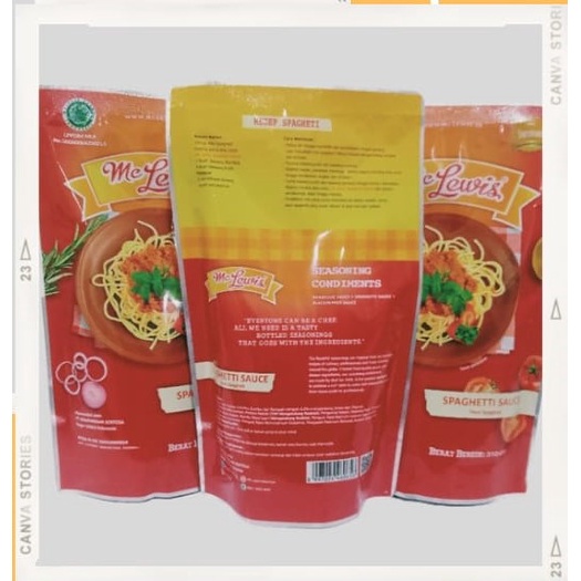 

Mc Lewis saus spageti pouch spaghetti sauce bolognese 310 gr