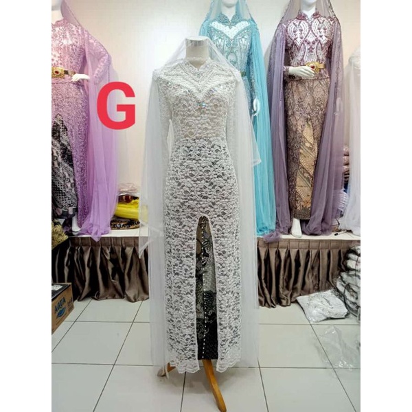 ready kebaya akad nikah Payet sematakai satu set rok kerudung selayer bahu)