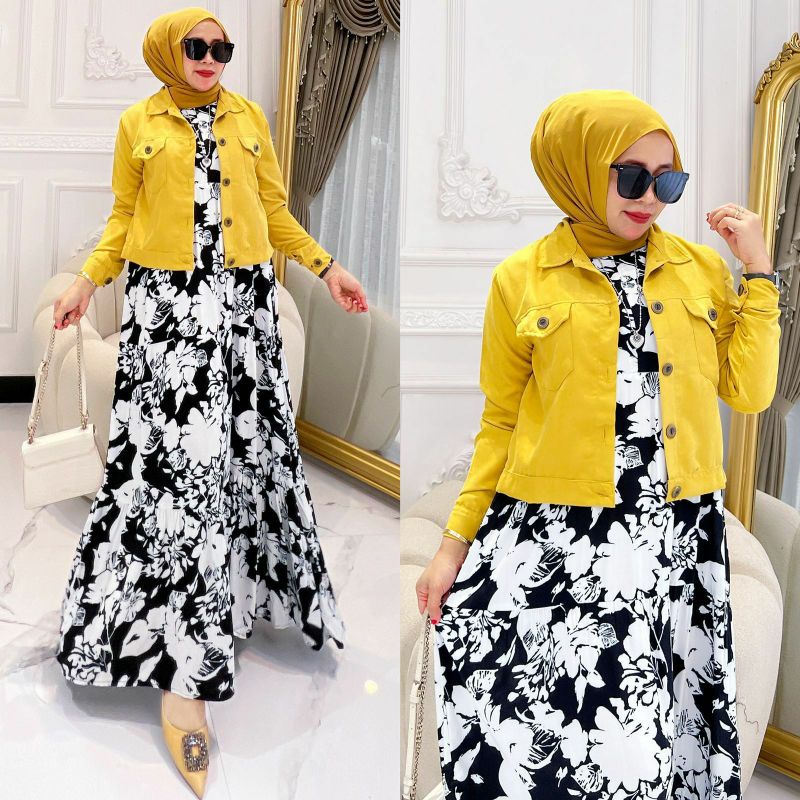 Monika Set, SETELAN WANITA MUSLIM CANTIK FIT XL ZIPPER BUSUI TERMURAH OOTD