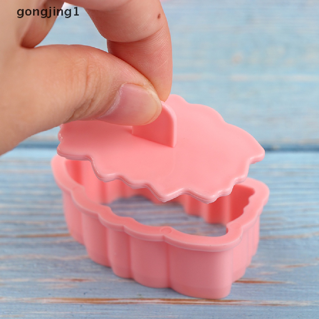 Ggg 8Pcs /Set Bentuk Bunga Pemotong Kue Kering 3D Plastik Biskuit Cetakan Cookie Stamp DIY Fondant Cetakan Kue Dapur Baking Pastry Bakeware Cookie Press Mold ID