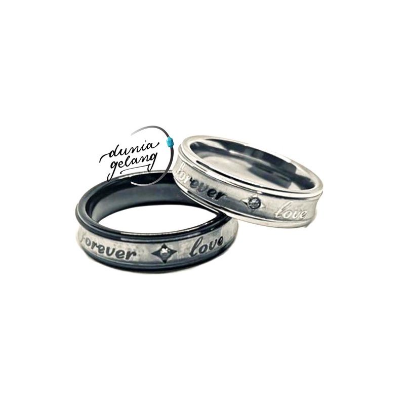 cincin titanium couple / ulisan Forever love mata warna putih termurah