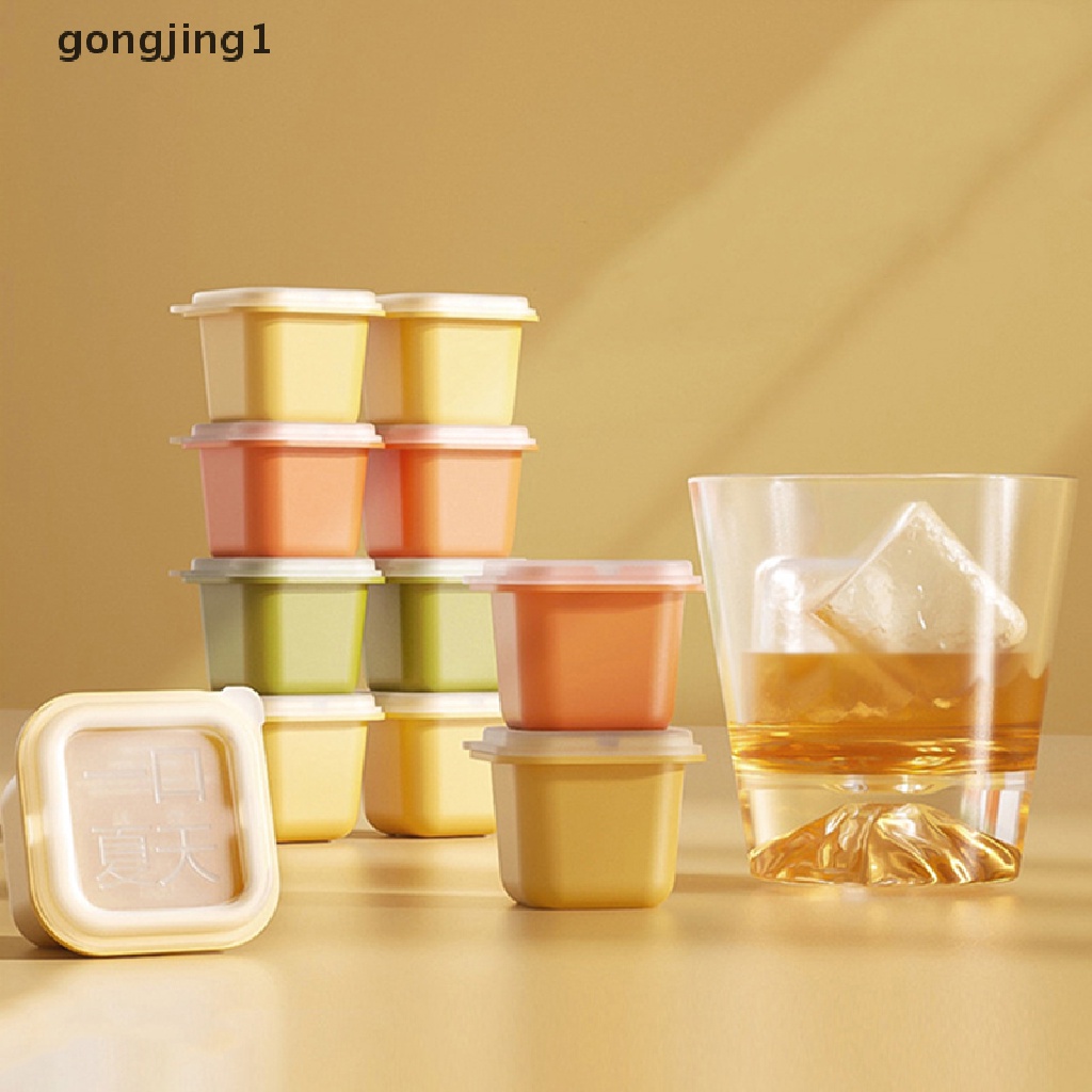 Ggg Square Ice Cube Maker Silicone Cetakan Es Batu Dengan Tutup Reusable Ice Box Frozen Kotak Es Batu Untuk Freezer Minuman Whisky Wine ID