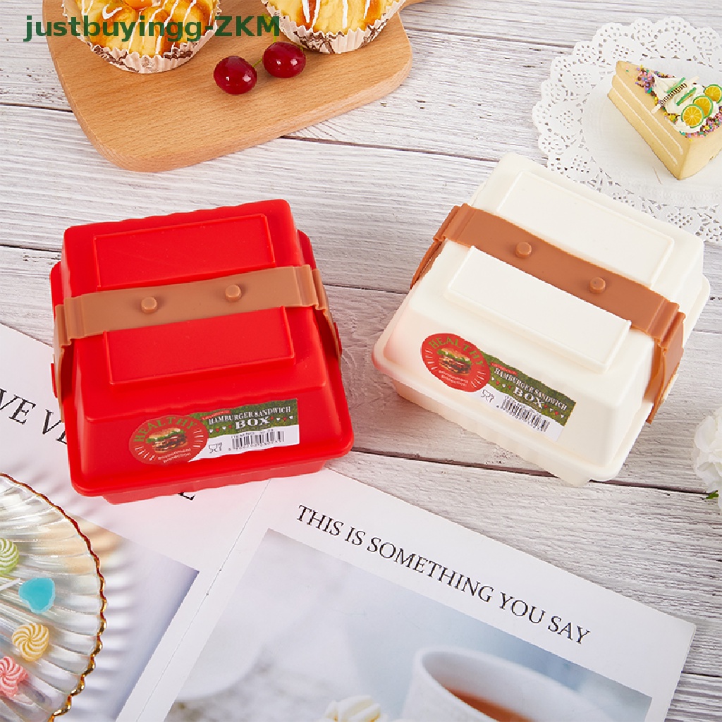 [justbuyingg] 1pc 12CM Reusable Burger Picnic Storage Box Dengan Tutup Anti Bocor Kotak Penyimpanan [RICO]