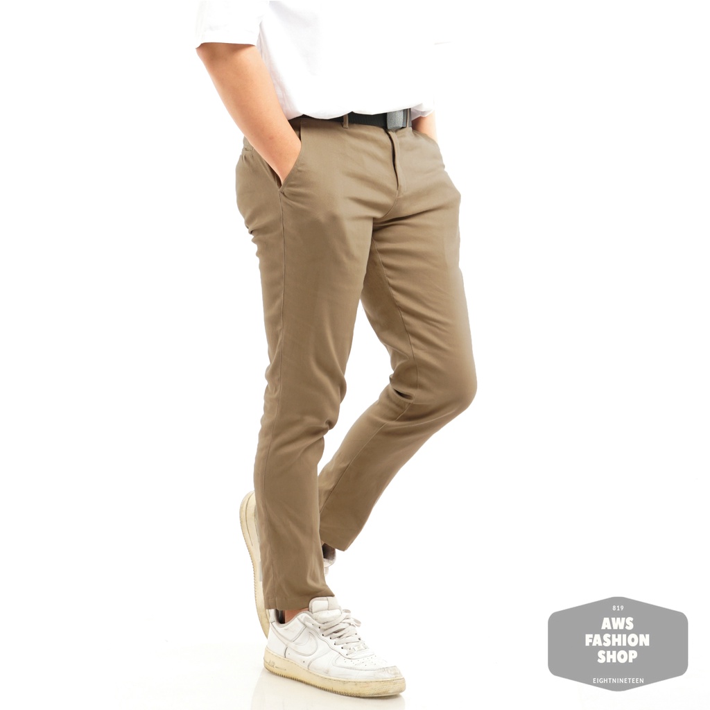 Celana Chino Pria Celana Panjang Pria PREMIUM QUALITY Dark Khaki