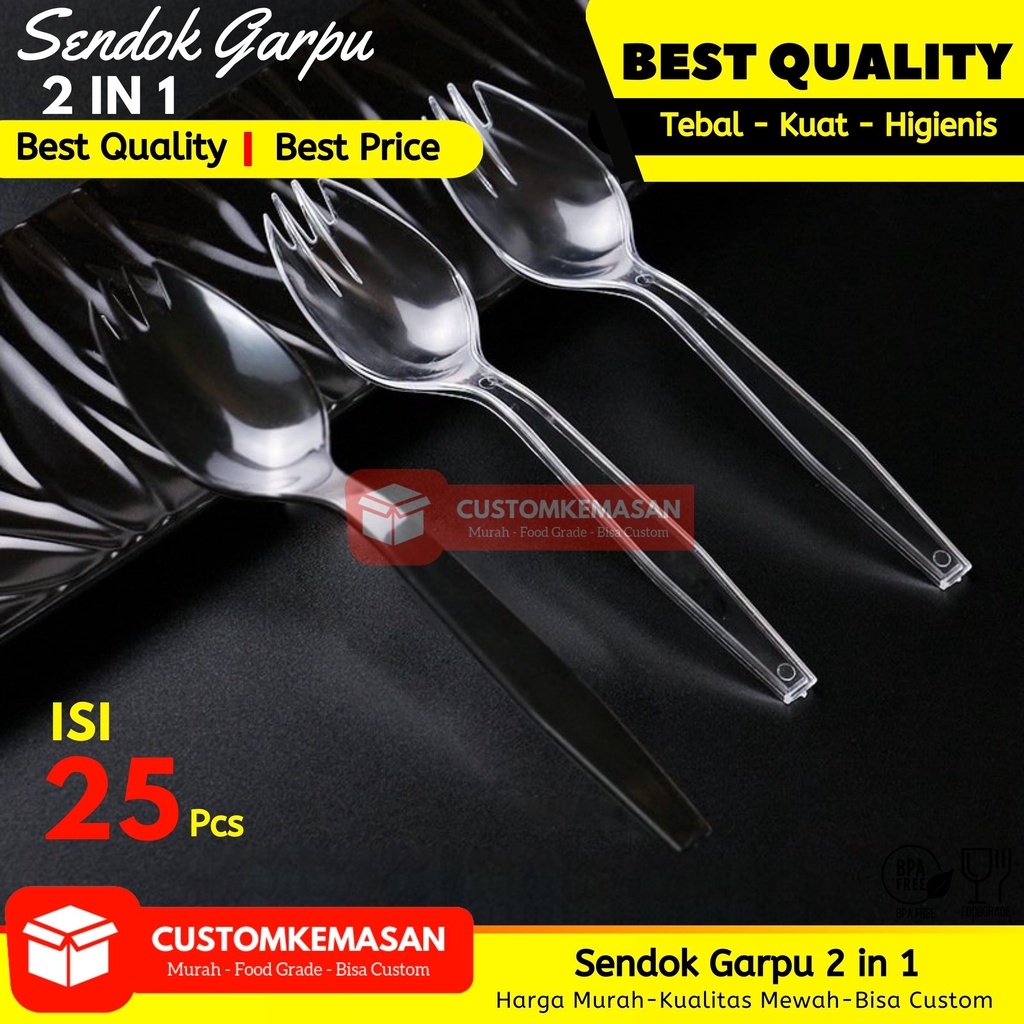 Sendok Garpu 2 in 1 isi 25 / Sendok Garpu / Garpu Sendok / Sendok Garpu Hybrid / Sendok Garpu Makan