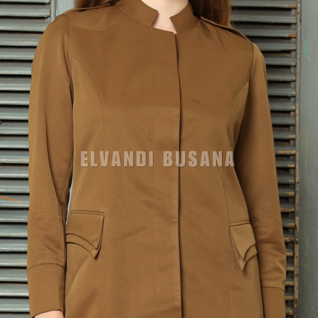 SETELAN JAS WANITA B&amp;V LYNELLE / SERAGAM KERJA BLAZER WANITA / SERAGAM GURU / SETELAN BAJU GURU WANITA - 6609 KHAKI TUA