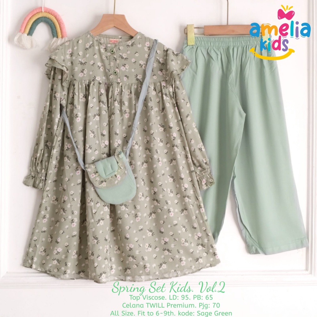 SPRING SET KIDS VOL.2 ORIGINAL PREMIUM BY AMELIA SETELAN BAJU ANAK PEREMPUAN USIA 6-9 TAHUN ONESET K