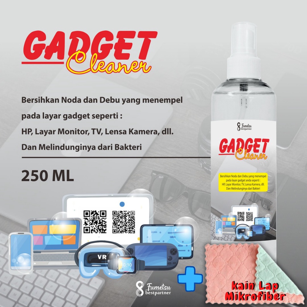 Gadget Cleaner - Pembersih Layar Hape,Layar Monitor,Tv dan Lensa Kamera Kemasan 250ML Spray