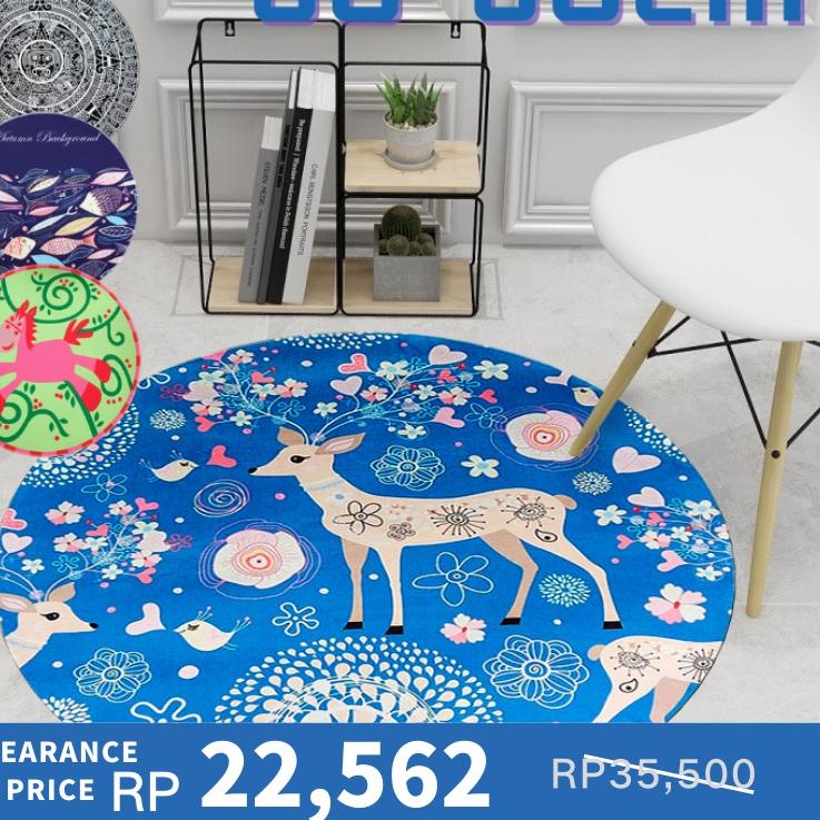 T77❊   60cm Keset Kartun Lucu Bermotif Kamar Tidur Keset Lantai Bulat Dekorasi Kamar Aesthetic Recom