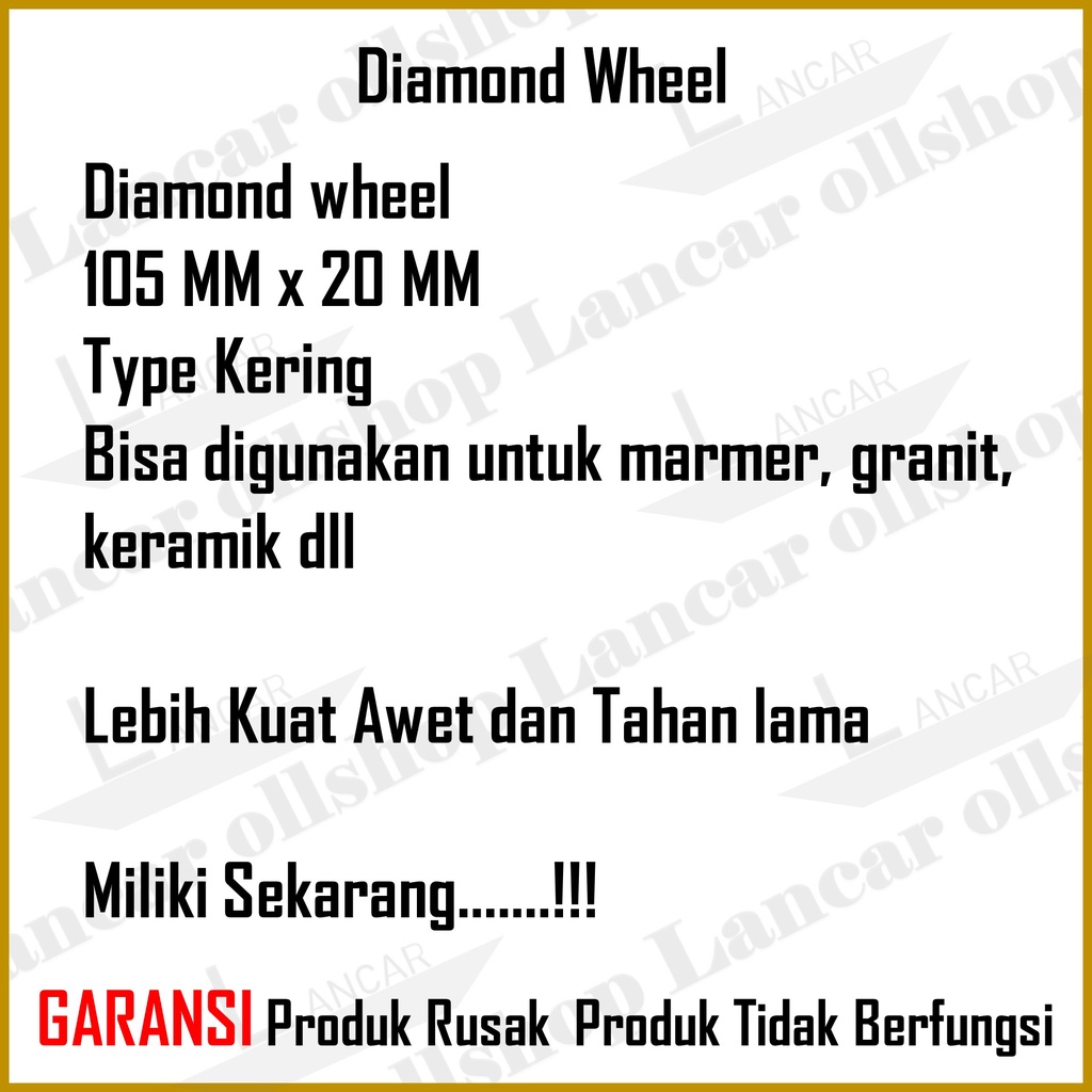 Diamond Wheel Kering / Mata Potong Keramik