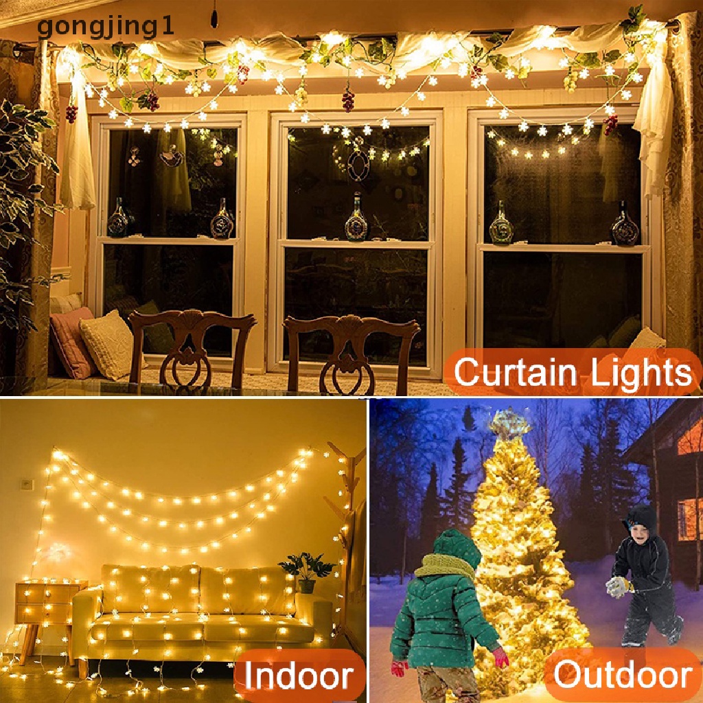 Ggg 3m Dekorasi Natal Snowflake String Lights Xmas Garland Liburan Tahun Baru Led Light Fairy Lights ID