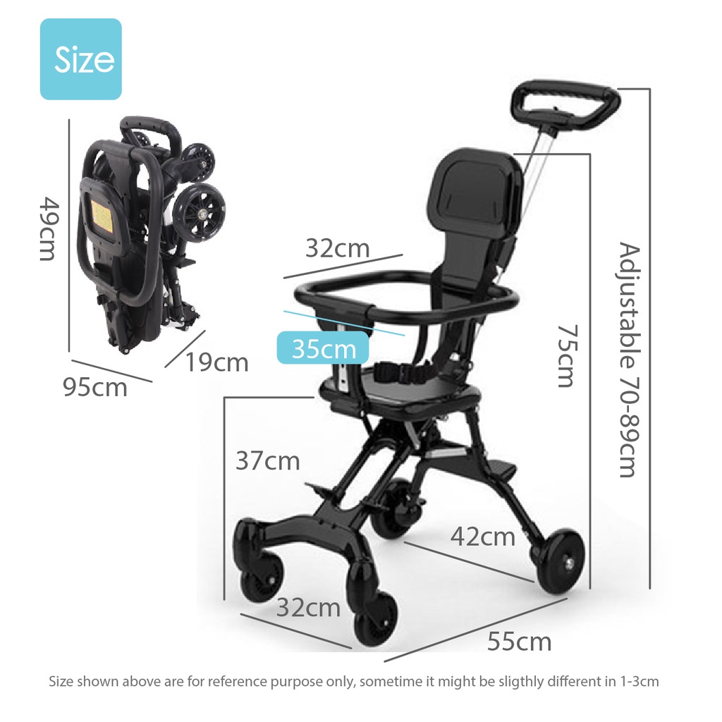 Mmflight Stroller Baby Lipat Kereta Dorong Bayi 2 Arah Traveling Cabin Size