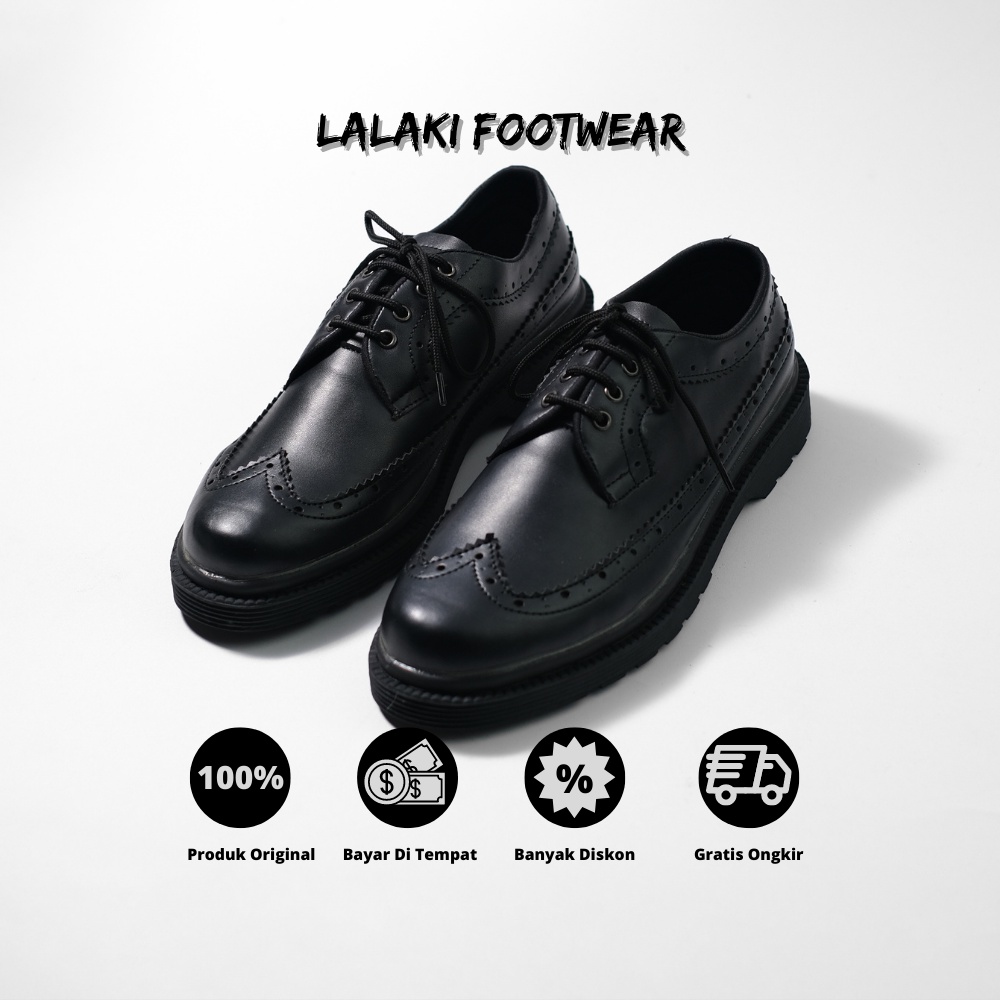 Xcloud x LALAKI Sepatu Formal Docmart Casual Pria DYLAN Black