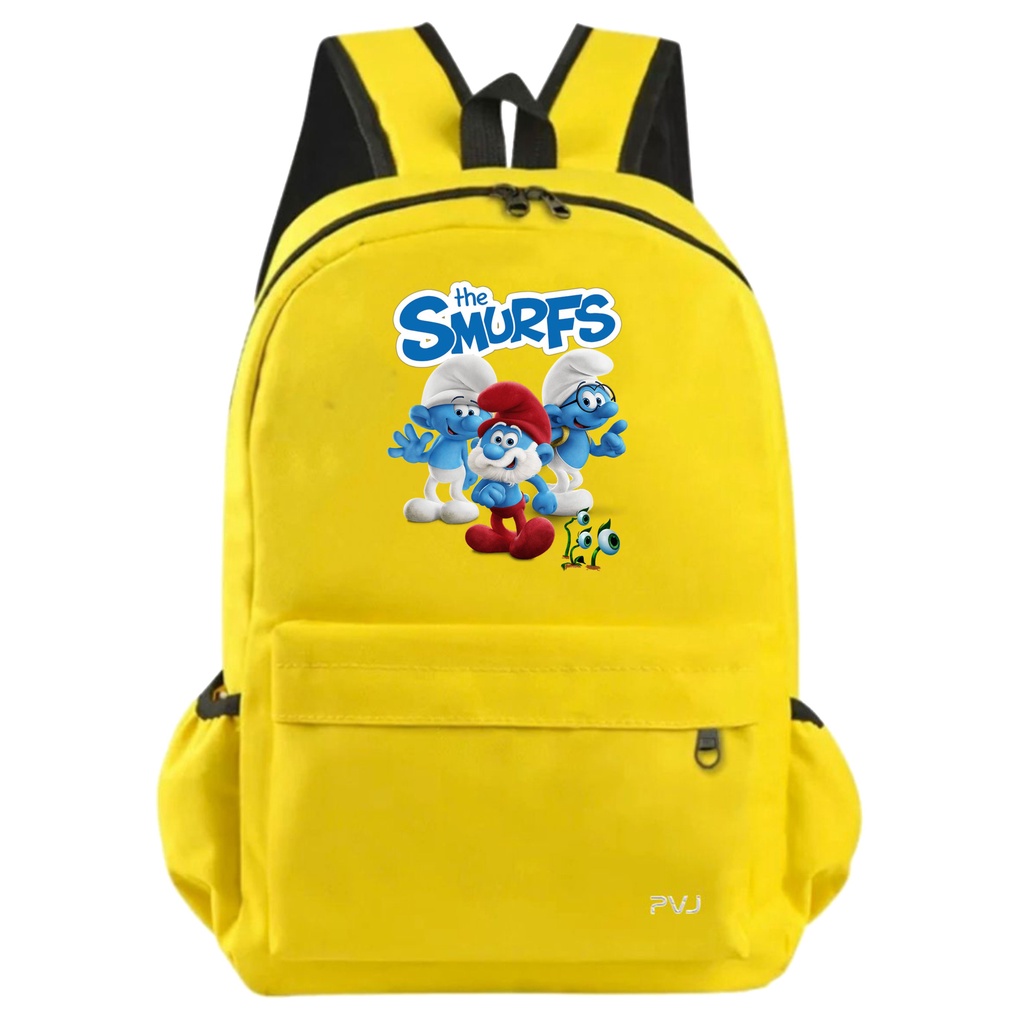 PVJ - Tas Ransel Sekolah Anak Laki Laki Karakter Animasi The Smurfs Unisex