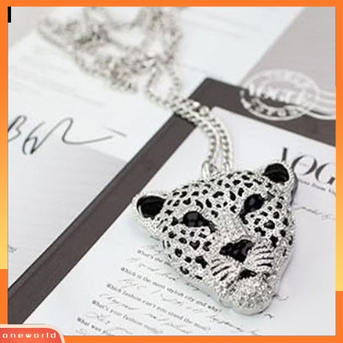 [WONE] Fashion Retro Vintage Keren Berongga Leopard Kepala Liontin Kalung Perhiasan Unisex