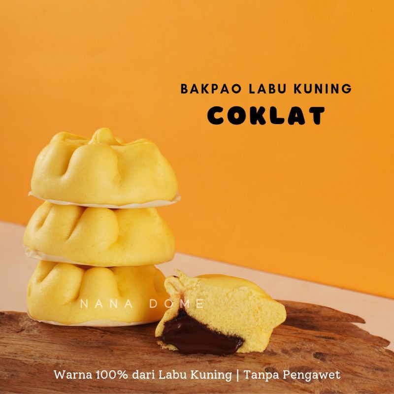 

COKLAT. Bakpao Labu Kuning NANA DOME. Pumpkin Pao. ENAK SEHAT