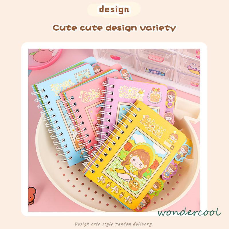 Buku Catatan Lucu Siswa Scrapbook Coil  Buku Portabel  Dengan Stiker Di Dalamnya-Won