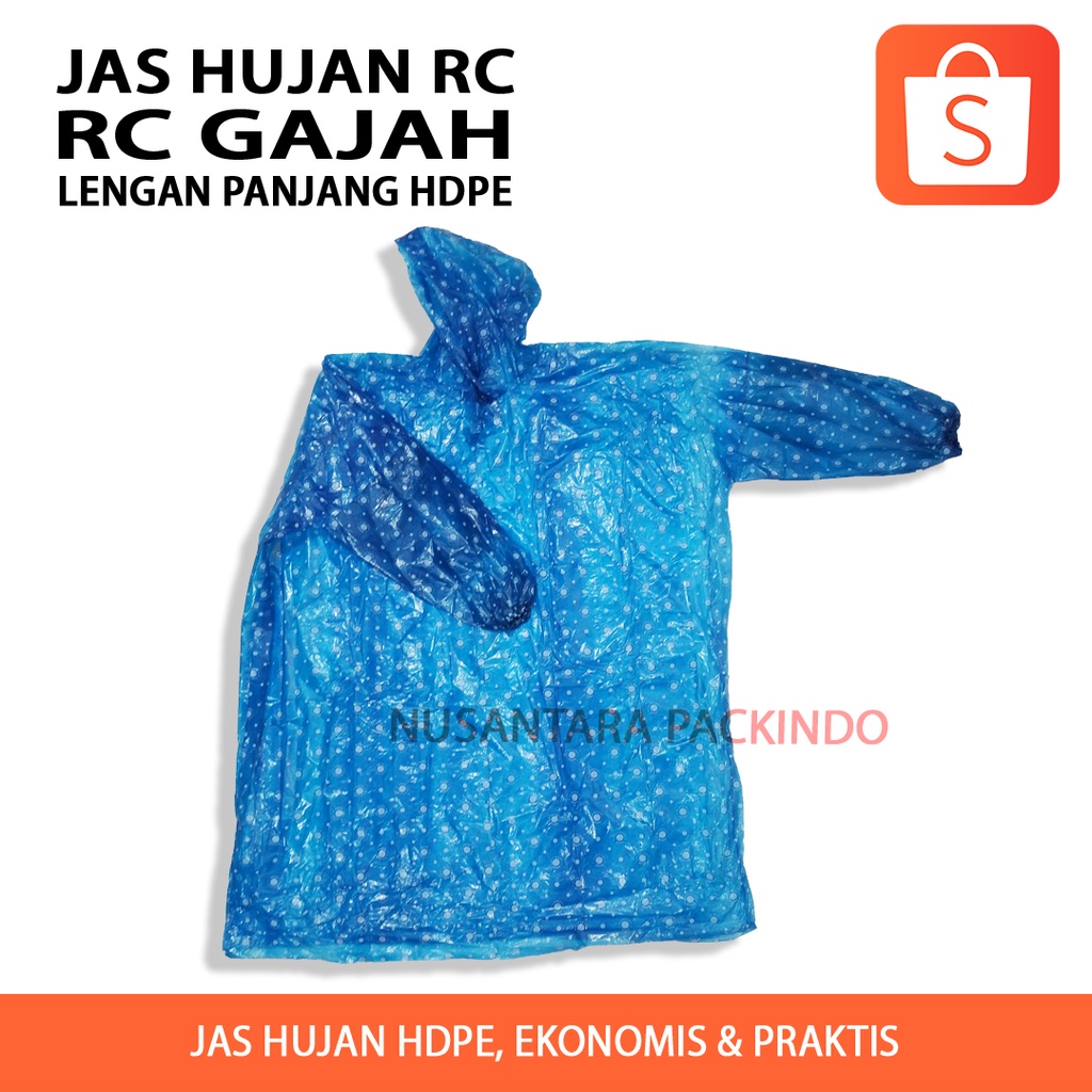 Jas Hujan Rc Polkadot Gajah Lengan Panjang Hdpe