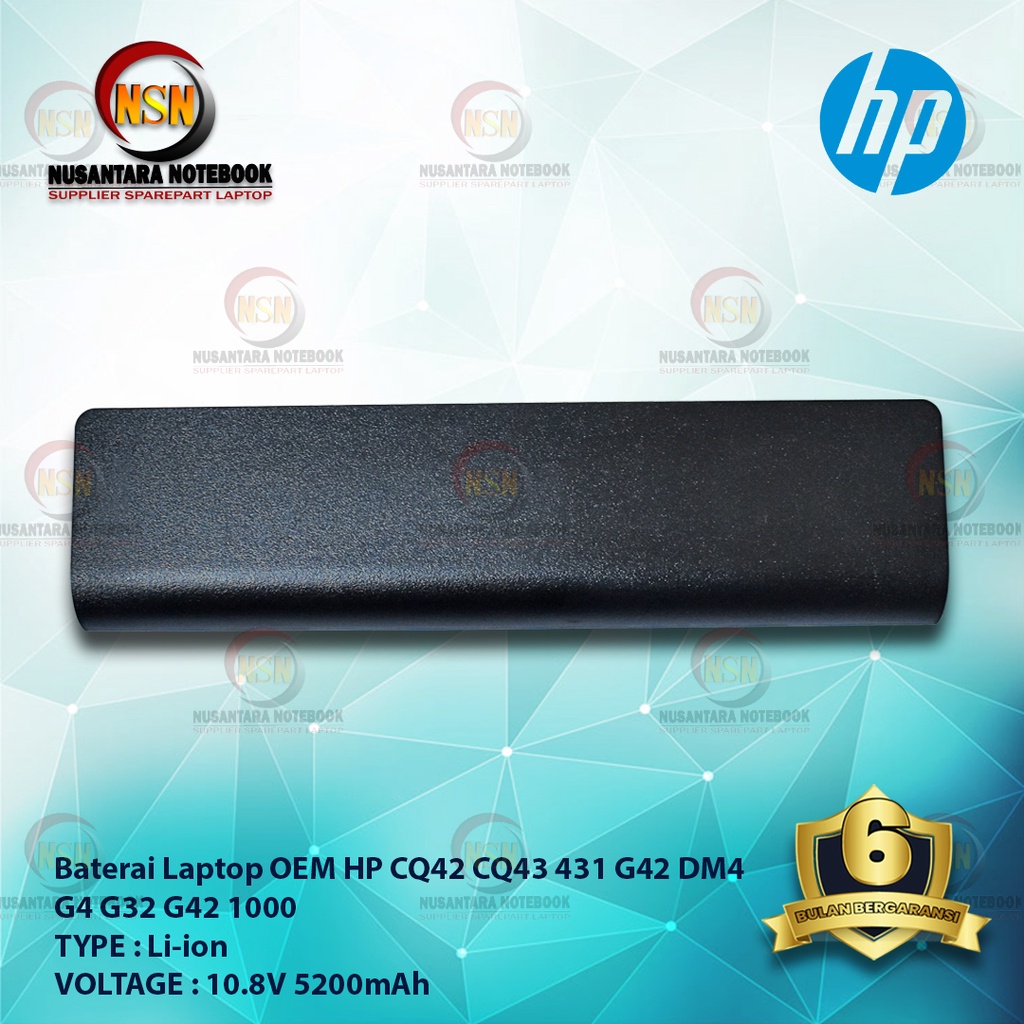 Baterai Laptop HP OEM CQ42 CQ43 431 G42 DM4 G4 G32 G42 1000 10.8V 5200mAh