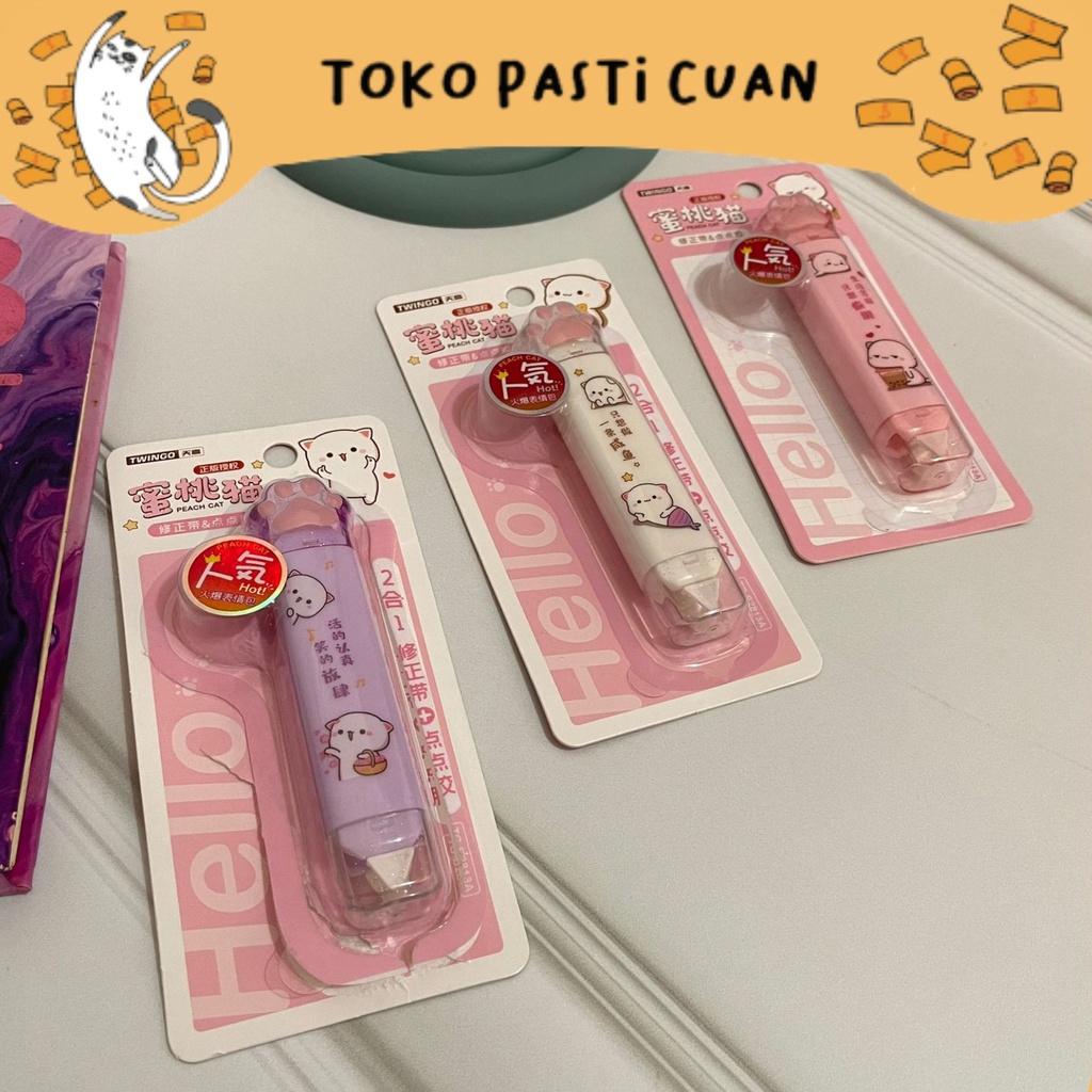 

Correction tape tipe x dan glue tape panjang bentuk cakar kucing alat tulis sekolah lucu kado unik tipex tipx penghapus tulisan lucu kado unik