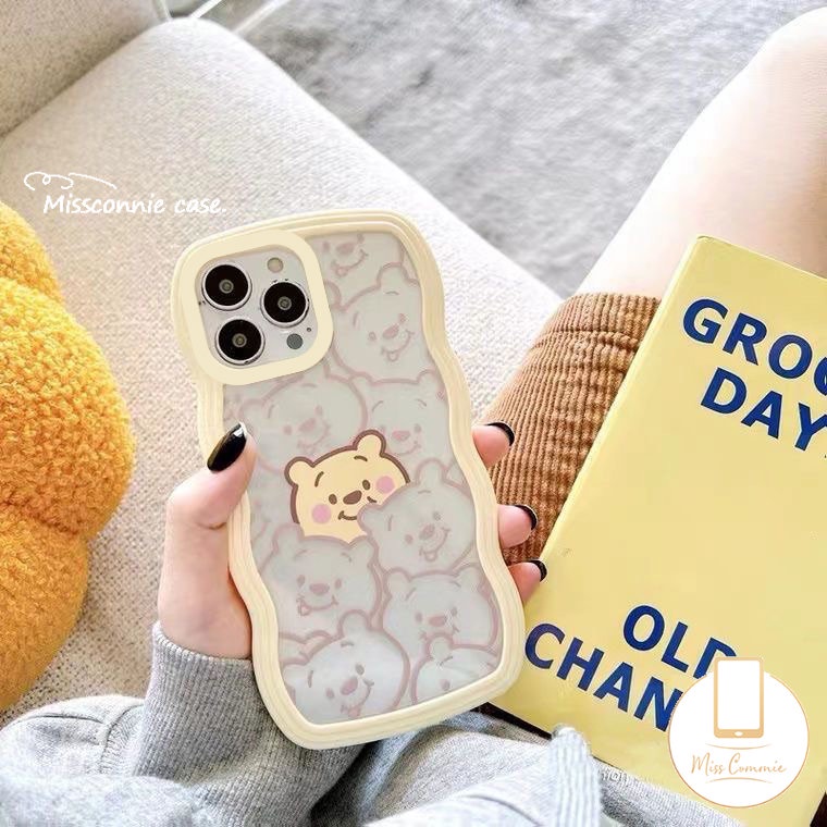 IPHONE Casing Bening Case Kompatibel Untuk Iphone6 6s 78 Plus 11 14 12 13 Pro Max XR 14Plus X XS Max SE 2020kartun Lucu Winne the Pooh Transparan Wavy Edge Soft TPU Case