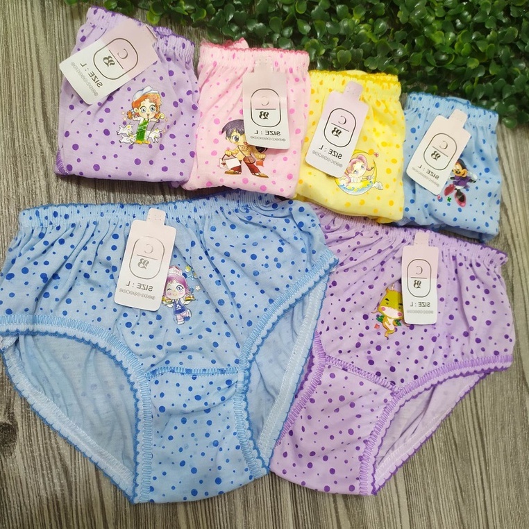 12 Pcs CD Celana Dalam Anak Perempuan motif lucu / size S M L XL / Bahan Lembut Katun