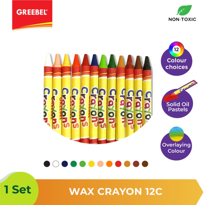 Crayon Greebel Wax Crayon 12 Warna - 12pcs.