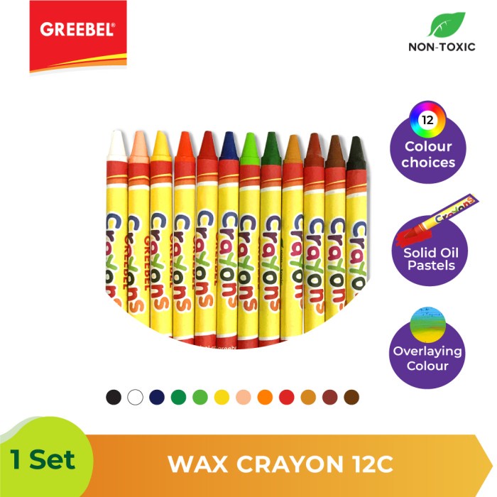 Crayon Greebel Wax Crayon 12 Warna - 12pcs.