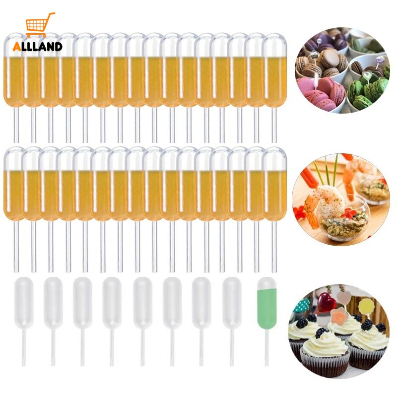 50pcs Pipet Transfer Pencet Plastik Sekali Pakai/Pipet Saos Selai Buah 4ML Untuk Strawberry Cupcake Kue Sandwich